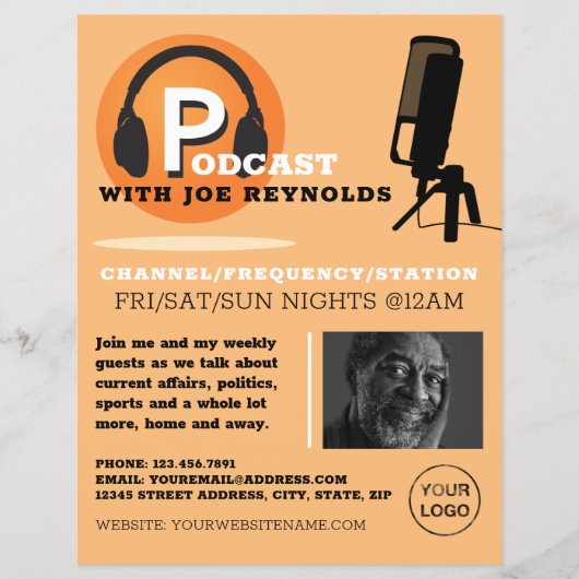 Stilvolles Design, Podcaster, Podcast-Werbung Flyer (Vorne)
