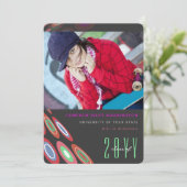 Stilvolles Digital Butterfly Abschluss Foto Party Einladung (Stehend Vorderseite)