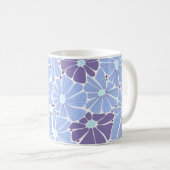 Stilvolles digitales Muster - blau Kaffeetasse (VorderseiteRechts)