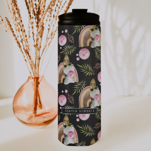 Stilvolles Dinosaur-Muster   Monogram Tumbler Thermosbecher