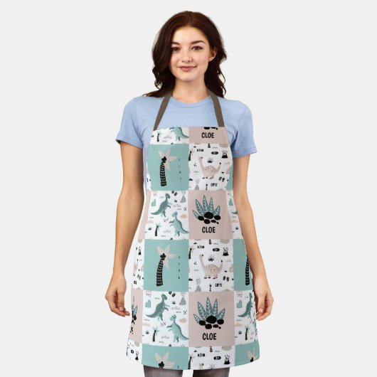 Stilvolles Dinosaurier Blockmuster mit Individuell Schürze (Getragen)
