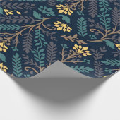 Stilvolles dunkelblaues Stoffmuster mit Blumen  Geschenkpapier (Ecke)