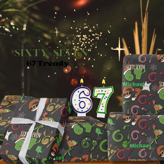 Stilvolles Dunkelgrau Trendige Siebenundsechzig / Geschenkpapier
