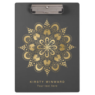 Stilvolles dunkelgraues und goldenes Folien-Boho-M Klemmbrett