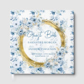 Stilvolles Dusty Blue Gold Glitzer Wedding Gästebu Gästebuch (Vorderseite)