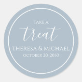 Stilvolles Dusty Blue Simple Take a Leckerei Calli Runder Aufkleber (Vorderseite)