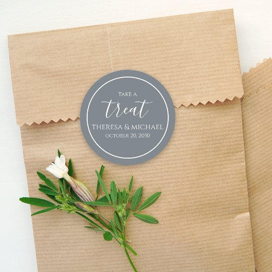 Stilvolles Dusty Blue Simple Take a Leckerei Calli Runder Aufkleber