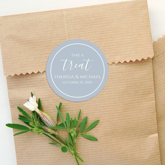 Stilvolles Dusty Blue Simple Take a Leckerei Calli Runder Aufkleber