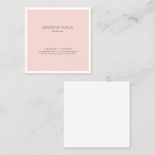 Stilvolles, einfaches Design Trendy Blush Pink Lux Quadratische Visitenkarte (Vorne/Hinten)