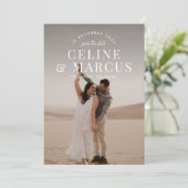 Stilvolles, einfaches Foto Doppelseitiges Weiß Save The Date (Stehend Vorderseite)