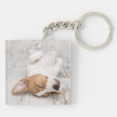 Stilvolles, einfaches, modernes Hundename 2-Foto Schlüsselanhänger (Rückseite)