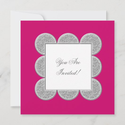 Stilvolles Einladungs-Silber-Glitzer-Rahmen-Rosa Einladung (Rückseite)