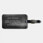 Stilvolles Elegant 2 Monogram, Initial Black Metal Gepäckanhänger (Rückseite horizontal)