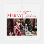 Stilvolles Elegant Reed Frohe Weihnachtsfamilie Fo Ornament Aus Metall (Vorderseite)