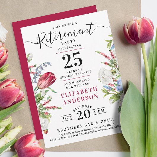 Stilvolles Elegant Wild Blume Ruhestand Party Einladung