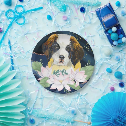 Stilvolles, elegantes Design mit St. Bernard Hund Pappteller (Party)