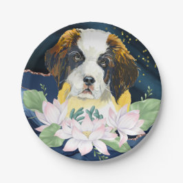 Stilvolles, elegantes Design mit St. Bernard Hund  Pappteller