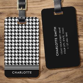 Stilvolles elegantes Hahnentrittmuster Schwarz-wei Gepäckanhänger