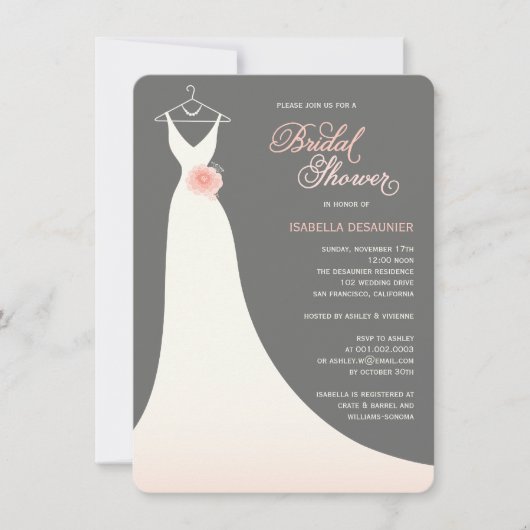 Stilvolles elegantes Hochzeitsgottrosa Brautparty Einladung (Vorderseite)