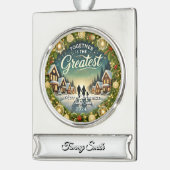 Stilvolles Elegantes Modernes Einfaches Retro Vint Banner-Ornament Silber (Links)