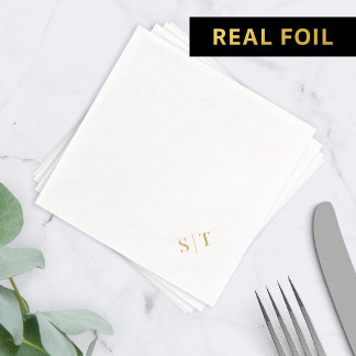 Stilvolles Elegantes Paar Eckhochzeitsmonogramm Servietten Mit Folie