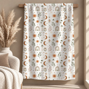 Stilvolles Elfenbeinbeige-Sage-Boho-Regenbogen-Dec Fleecedecke