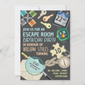 Stilvolles Escape Room, Geburtstagsparty Einladung (Vorderseite)