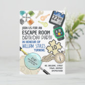 Stilvolles Escape Room, Geburtstagsparty Einladung (Stehend Vorderseite)