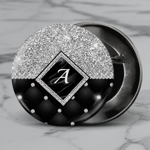 Stilvolles falsches Kristall-Silber-Diamant-Monogr Button