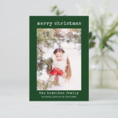 Stilvolles Family Foto Minimalistische Weihnachtsk Dankeskarte (Stehend Vorderseite)