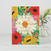 Stilvolles farbenfrohes Blumendesign Einladung (Stehend Vorderseite)