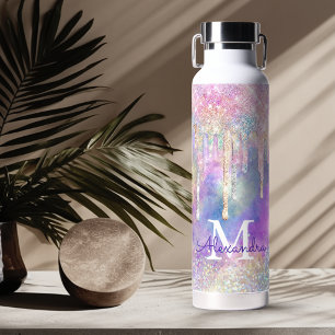 Stilvolles, farbenfrohes Einhorn mit tropfendem Gl Trinkflasche