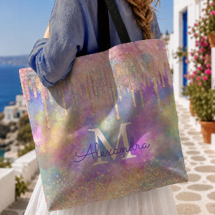 Stilvolles, farbenfrohes Einhorn tropft Glitter Mo Tasche