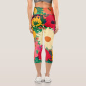 Stilvolles farbenfrohes, florales Design Capri Leggings (Rückseite)