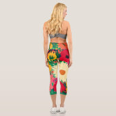 Stilvolles farbenfrohes, florales Design Capri Leggings (Rückseite)