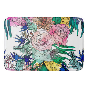Stilvolles, farbenfrohes, florales Muster Badematte