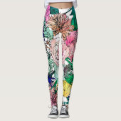 Stilvolles farbenfrohes, florales Muster Leggings (Vorderseite)