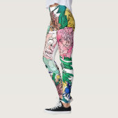 Stilvolles farbenfrohes, florales Muster Leggings (Links)