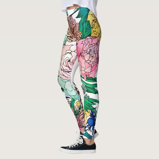 Stilvolles farbenfrohes, florales Muster Leggings (Links)