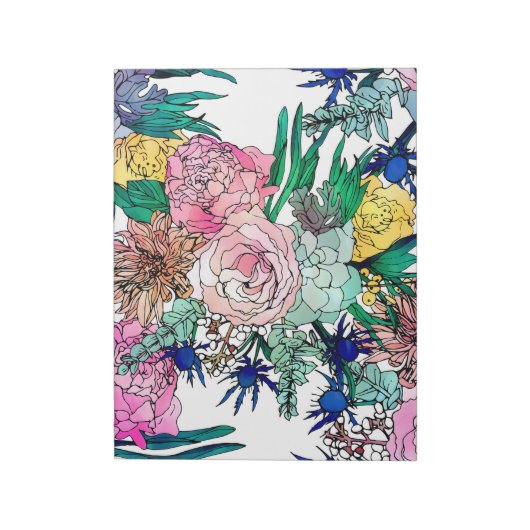 Stilvolles farbenfrohes, florales Muster Notizblock (Rotiert)