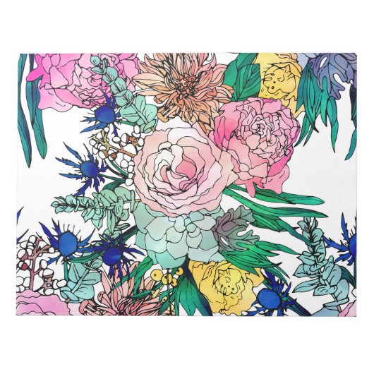 Stilvolles farbenfrohes, florales Muster Notizblock (Vorderseite)