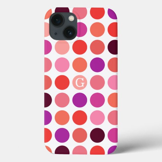 Stilvolles, farbenfrohes Tupfenmuster-Monogramm Case-Mate iPhone Hülle (Rückseite)