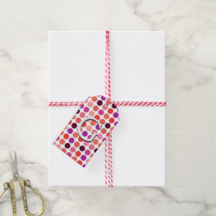 Stilvolles, farbenfrohes Tupfenmuster-Monogramm Geschenkanhänger