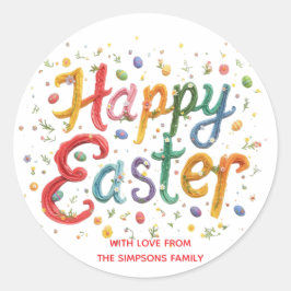 Stilvolles Farbige Blumige Frohe Ostern Runder Aufkleber