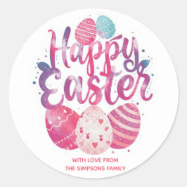 Stilvolles Farbige Blumige Frohe Ostern Runder Aufkleber