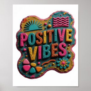 Stilvolles Farbintensives POSITIVE VIBES Druckdesi Poster