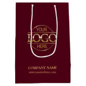 Stilvolles Firmenlogo für Burgundy Corporate Compa Mittlere Geschenktüte (Rückseite)