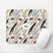 Stilvolles Flamingo- und Brushstroke-Muster Mousepad (Mit Mouse)