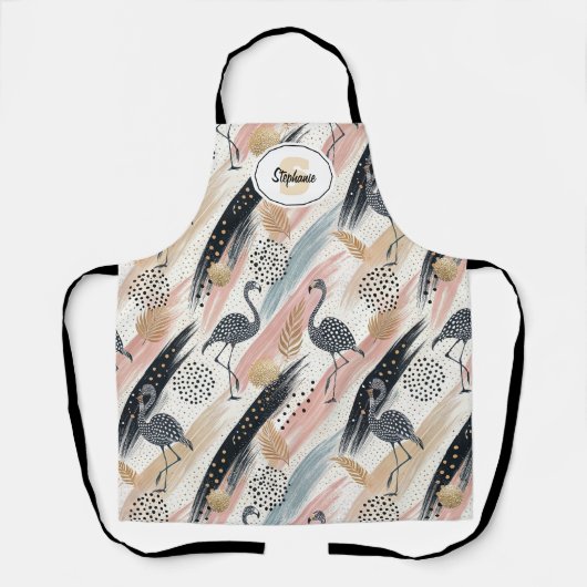 Stilvolles Flamingo- und Brushstroke-Muster Schürze (Vorderseite)