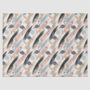 Stilvolles Flamingo- und Brushstroke-Muster Seidenpapier